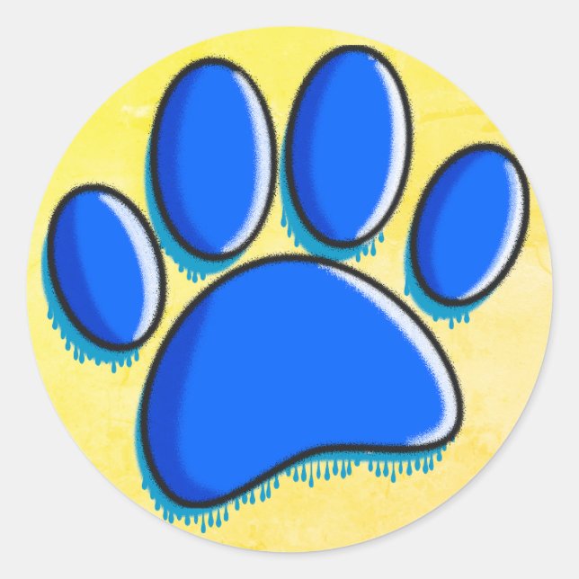 Graffiti Art Dog Paw Print Classic Round Sticker (Front)