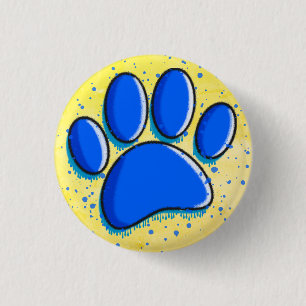 Graffiti Art Dog Paw Print Ink Splatter 3 Cm Round Badge