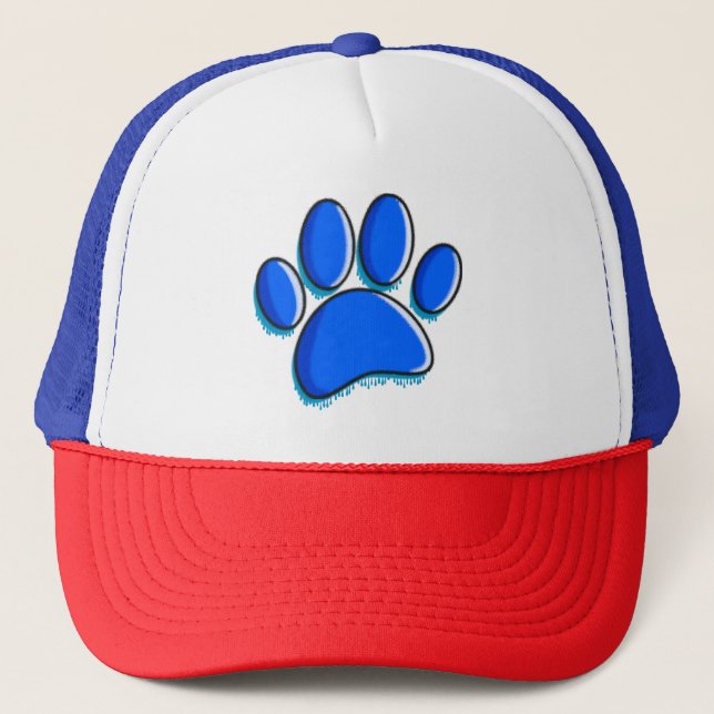 Graffiti Art Dog Paw Print Trucker Hat (Front)
