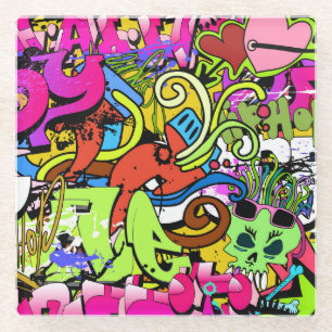 Graffiti Art: Hip-Hop Style Background Glass Coaster