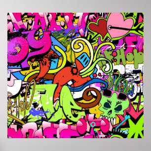 Graffiti Art: Hip-Hop Style Background Poster