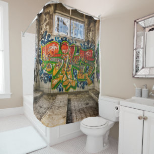 Graffiti Art Lost  Abandoned Building Shower Curtain