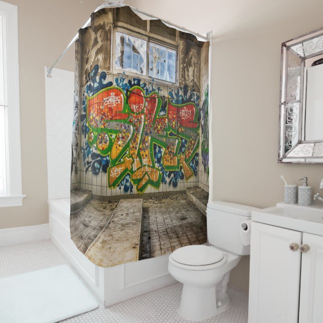Graffiti Art Lost  Abandoned Building Shower Curtain (In Situ)
