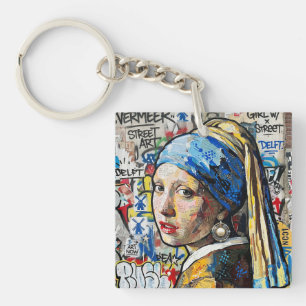 Graffiti art of world-famous paintings key ring