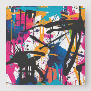 Graffiti Art Square Wall Clock