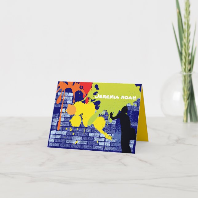 Graffiti Artist Bar Bat Mitzvah Thank You Card (Front)