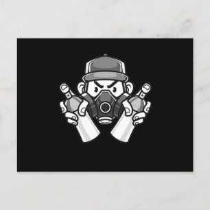 Graffiti Artist Gas Mask Urban Spray Can Painter H Postcard