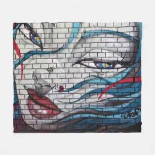 Graffiti Asian Girl Fleece Blanket
