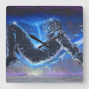 Graffiti Astronaut Square Wall Clock