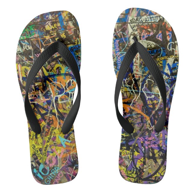 Graffiti Background Flip Flops (Footbed)