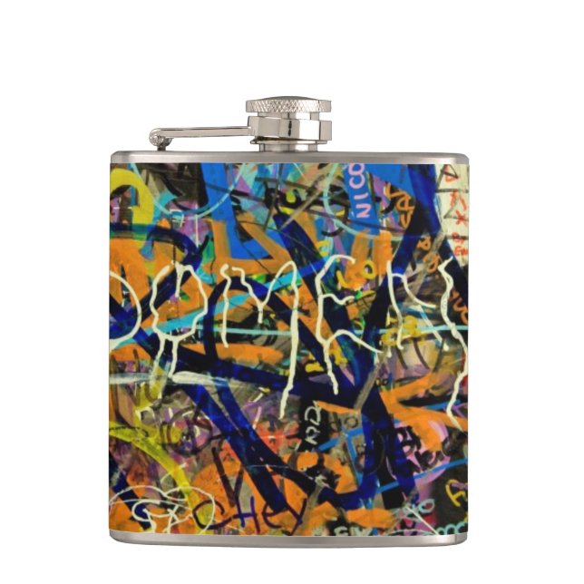 Graffiti Background Hip Flask (Front)