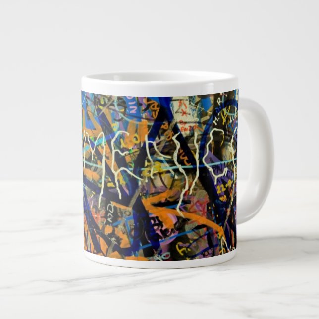Graffiti Background Large Coffee Mug (Front Right)