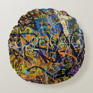 Graffiti Background Round Cushion