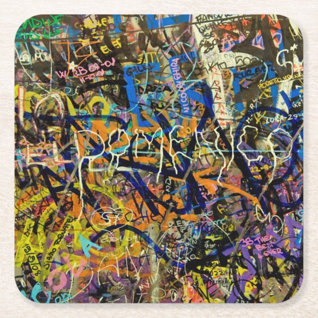 Graffiti Background Square Paper Coaster (Front)