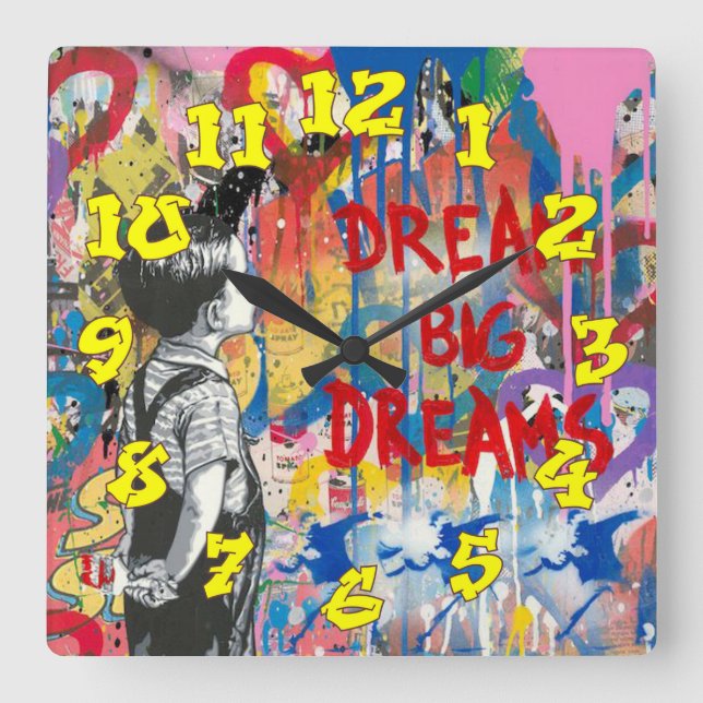 Graffiti Background w/Graffiti Numbers-11 Square Wall Clock (Front)