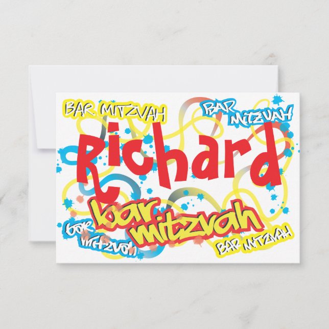 Graffiti Bar Mitzvah RSVP Card (Front)