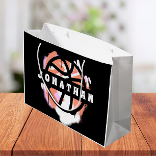 Graffiti Basketball Theme Custom Player Name Large Gift Bag