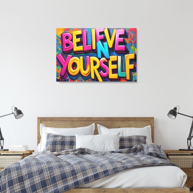 Graffiti Believe In Yourself Canvas Art (Insitu(Bedroom))