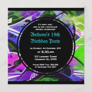 Graffiti Birthday Invitation