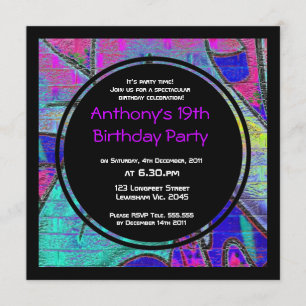 Graffiti Birthday Invitation