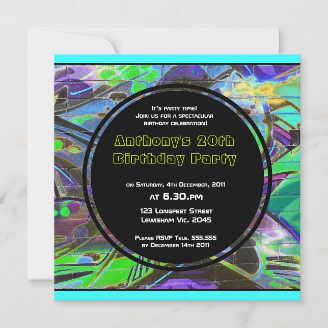 Graffiti Birthday Invitation (Front)