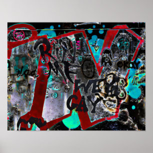 Graffiti Black Red Urban Street Wall Art
