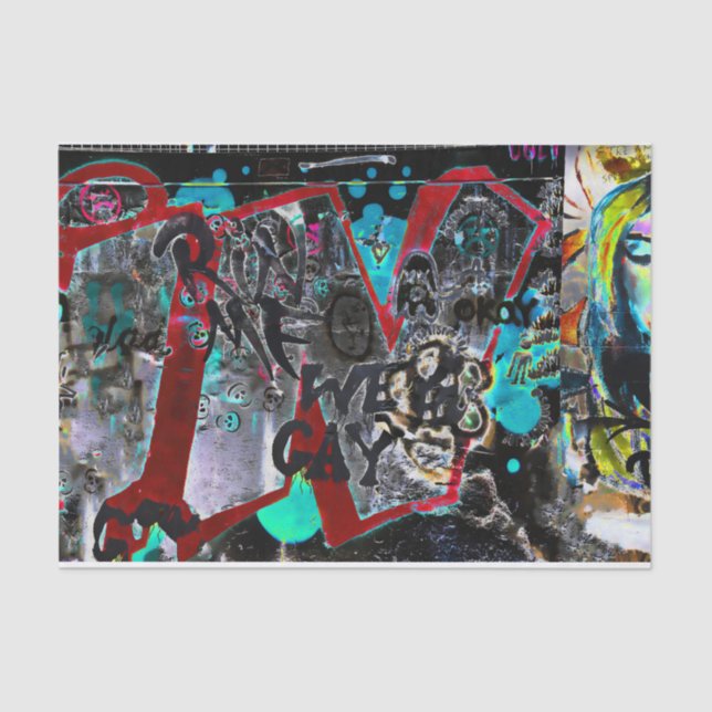 Graffiti Black Red Urban Street Wall Art Tissue Paper (Front)