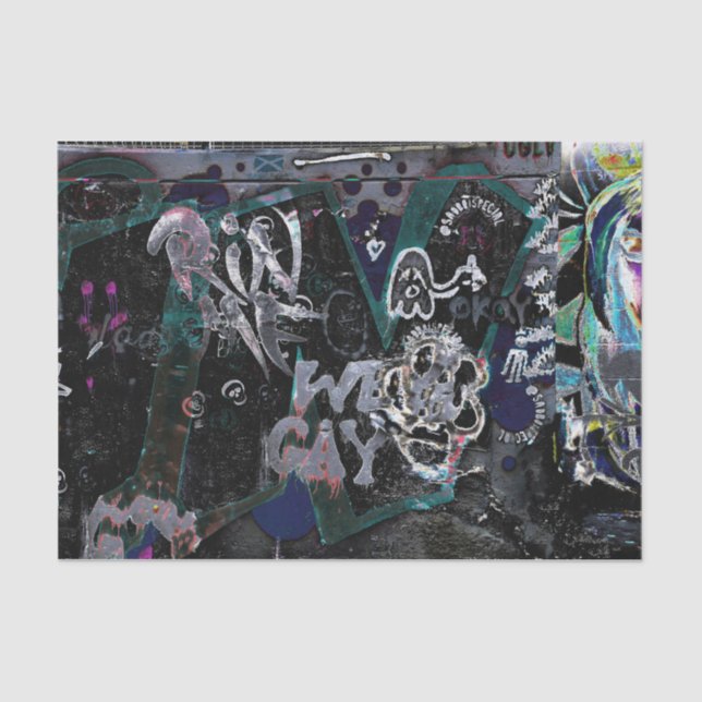 Graffiti Black White Urban Street Grunge Wall Art Tissue Paper (Front)