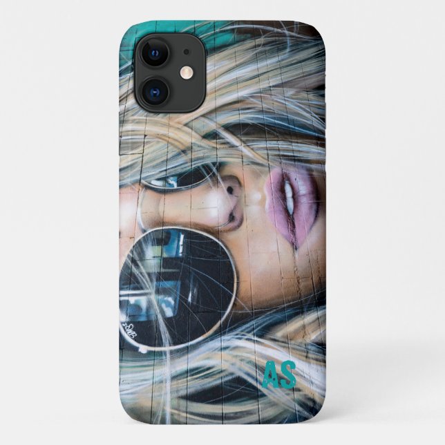 Graffiti Blonde Girl with Round Sunglasses Monogra Case-Mate iPhone Case (Back)