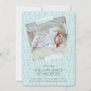 Graffiti Blue Baby Birth Announcement Card