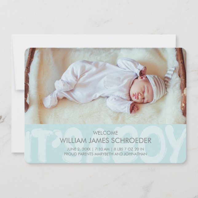 Graffiti Blue Baby Birth Announcement Card (Front)
