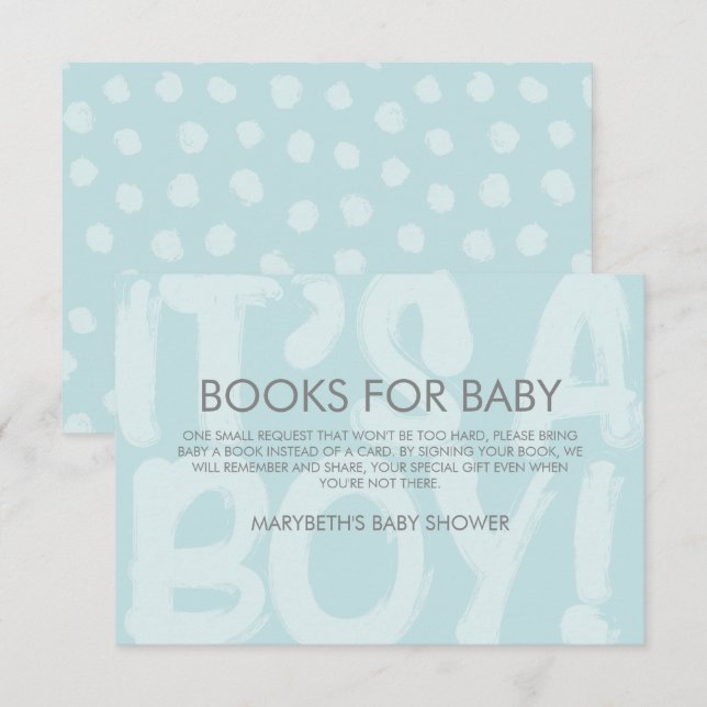 Graffiti Blue Baby Shower Bring A Book Request Invitation (Front/Back)