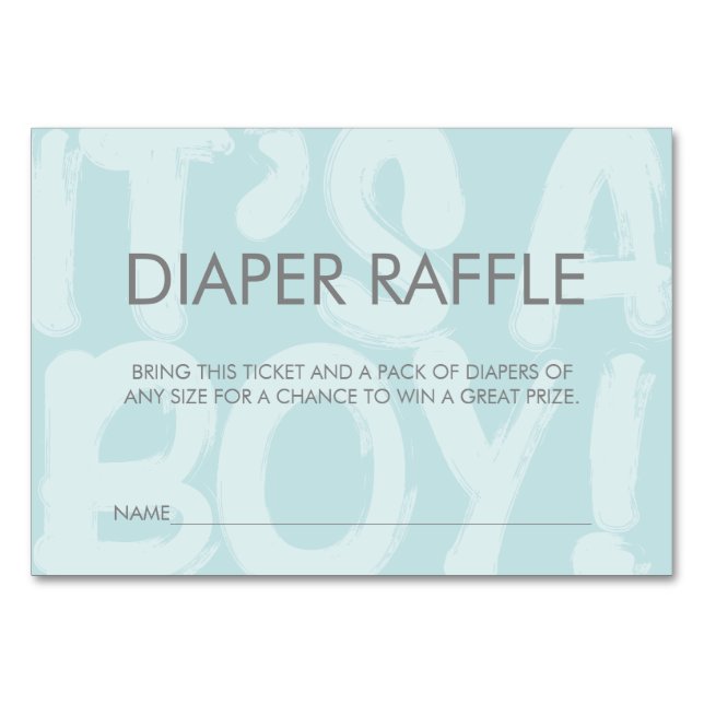 Graffiti Blue Baby Shower Diaper Raffle Ticket Table Number (Front)