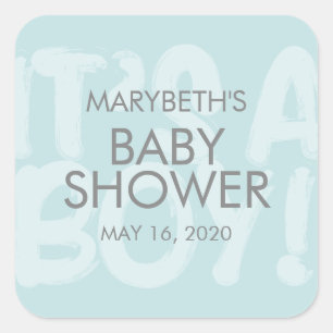 Graffiti Blue Baby Shower Favour Sticker