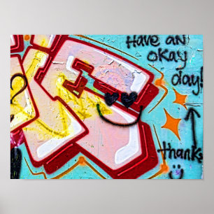 Graffiti Blue Pink Urban Street Wall Art