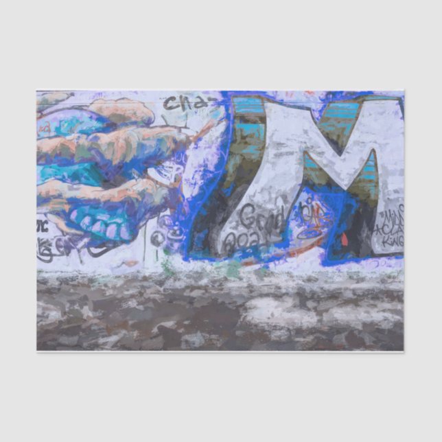 Graffiti Blue Urban Grunge Street Wall Painting Tissue Paper (Front)