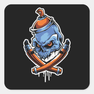 Graffiti Bones Square Sticker