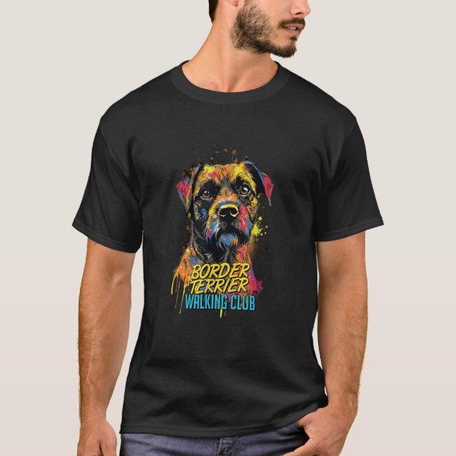 Graffiti Border Terrier Walking Club Street Dog T-Shirt (Front)