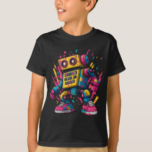 Graffiti Bot – Colourful Urban Cartoon Robot T-Shirt