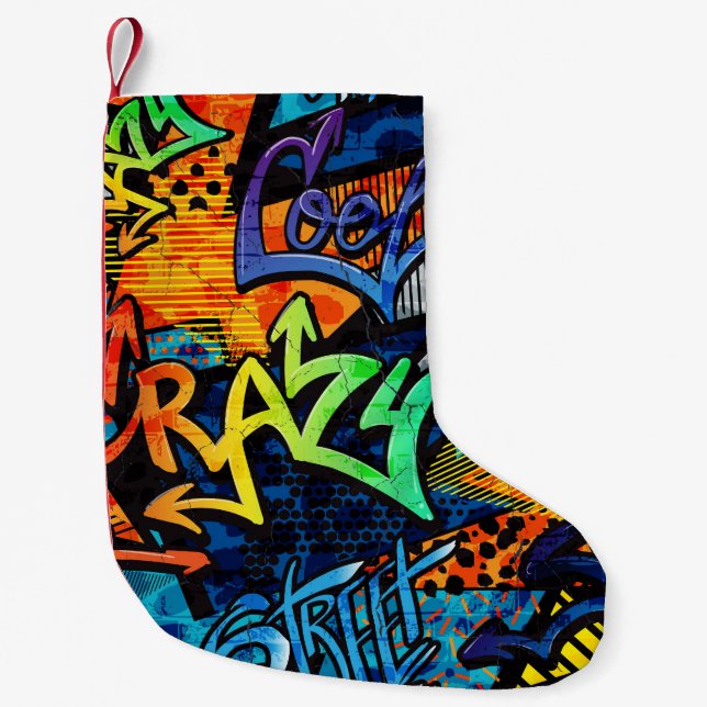 Graffiti Bricks: Urban Abstract Small Christmas Stocking (Front)