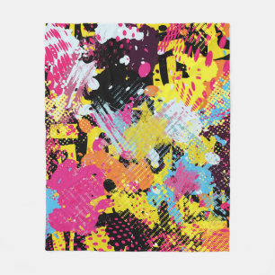 Graffiti bright psychedelic seamless pattern illus fleece blanket