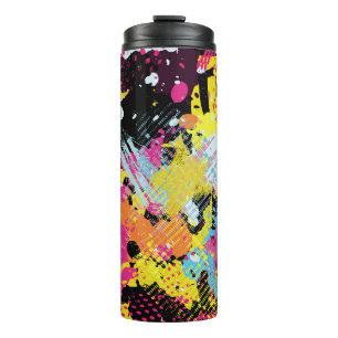 Graffiti bright psychedelic seamless pattern illus thermal tumbler