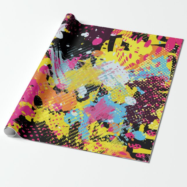 graffiti bright psychedelic seamless pattern wrapping paper (Unrolled)
