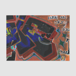 Graffiti Brown Black Painted Urban Street Wall Art Tissue Paper