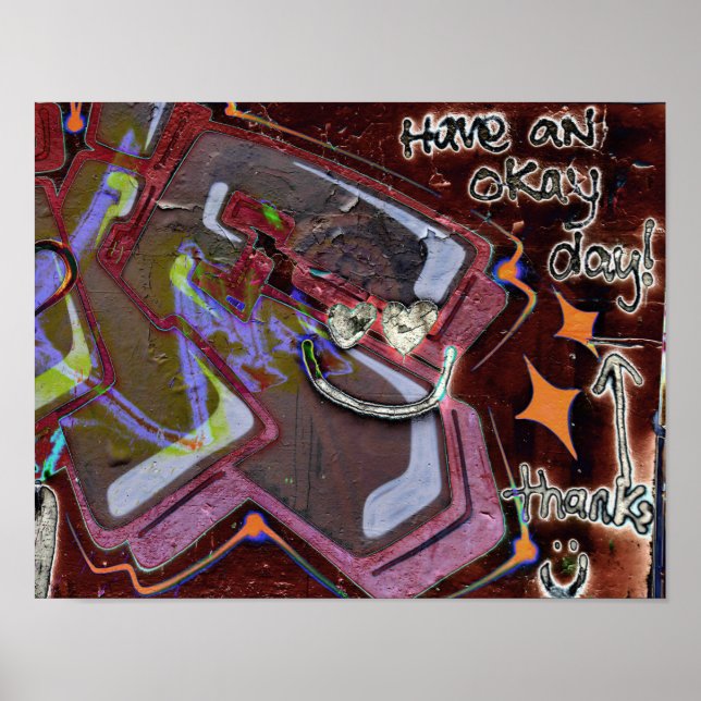 Graffiti Brown Pink Urban Grunge Street Art Poster (Front)