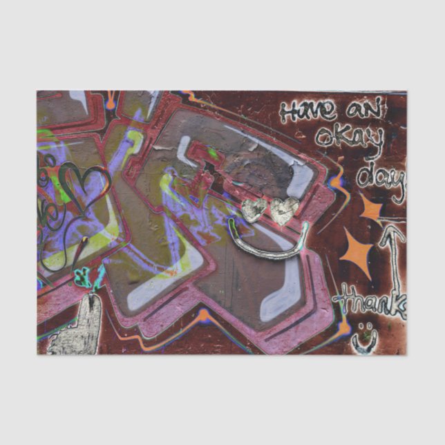 Graffiti Brown Pink Urban Grunge Street Wall Art Tissue Paper (Front)
