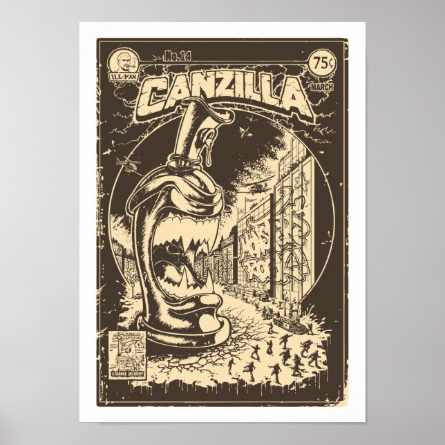 Graffiti - CANZILLA - Retro SciFi Monster Comic Poster (Front)