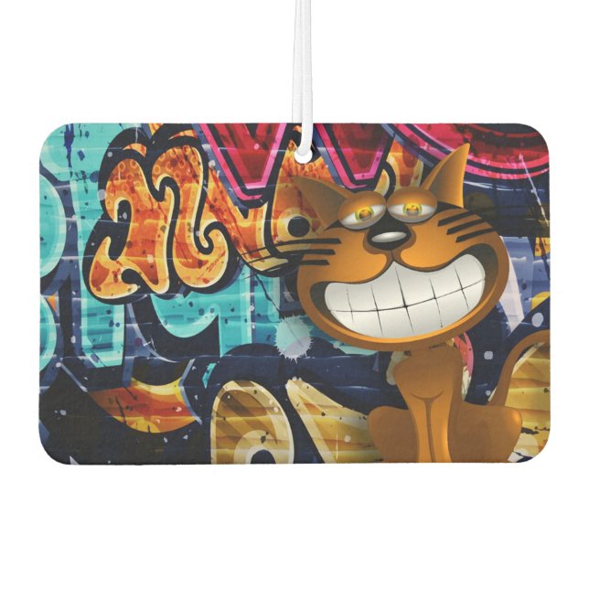 Graffiti Cat Car Air Freshener (Front)