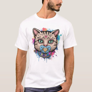 Graffiti Cat Face T-Shirt
