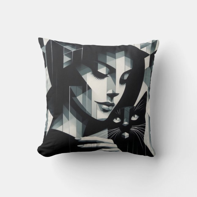 Graffiti Cat Lady Cushion (Front)